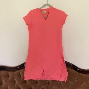 ISHA Coral Pink Polo Style Short Sleeve Mini Dress